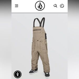 Volcom Mens Gore Tex Bib Maroon Overalls Size M Snowboard